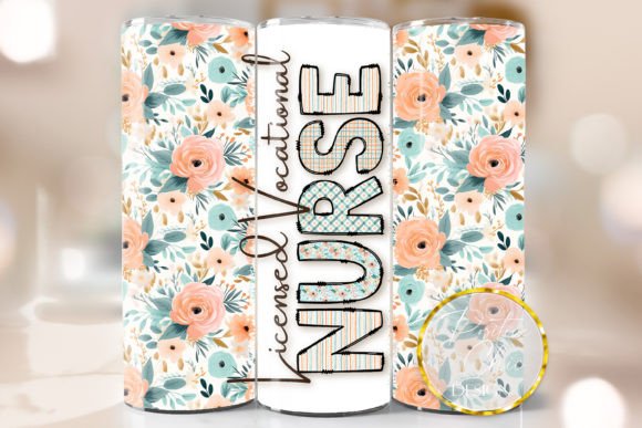 Floral Licensed Vocational Nurse Tumbler Design Review