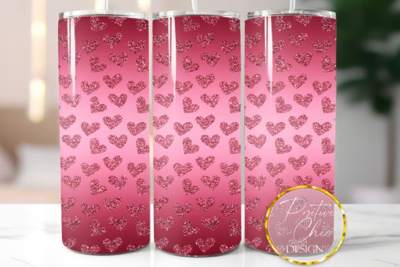 Glitter Hot Pink Hearts Tumbler Wrap PNG Review