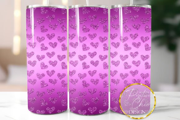 Hot Pink Hearts Glitter Tumbler Wrap PNG Review