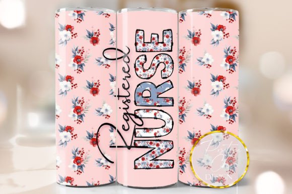 Registered Nurse Floral Tumbler Wrap PNG Review